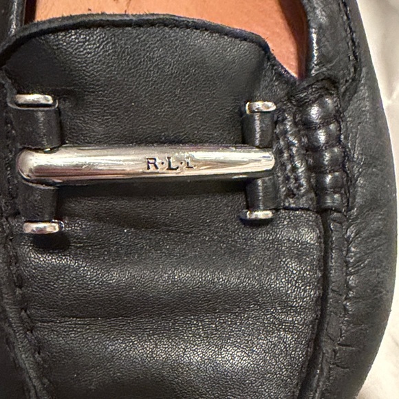 Lauren Ralph Lauren Caliana Sz 8B Flat Shoes Black Leather Driving Loafers - Picture 2 of 4